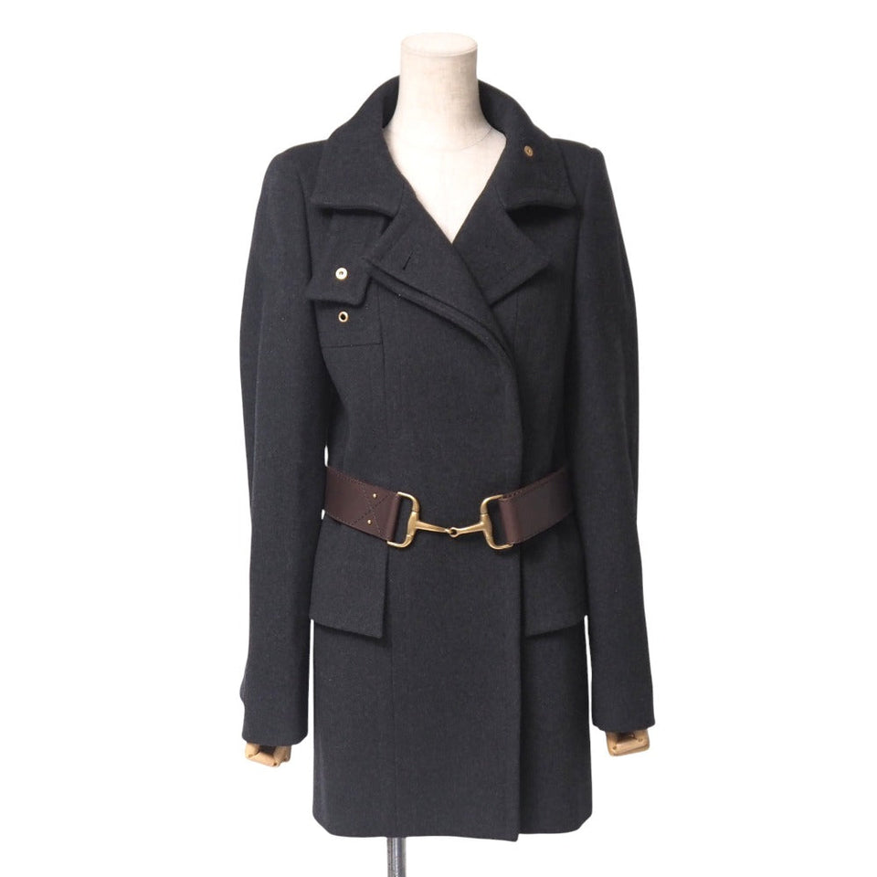 Gucci coat 85% wool, 15% cashmere Dark gray type 115895.ZF051 38