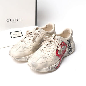 Gucci sneakers 552089 leather Ivory Red Black Rhyton 10