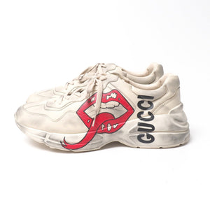 Gucci sneakers 552089 leather Ivory Red Black Rhyton 10