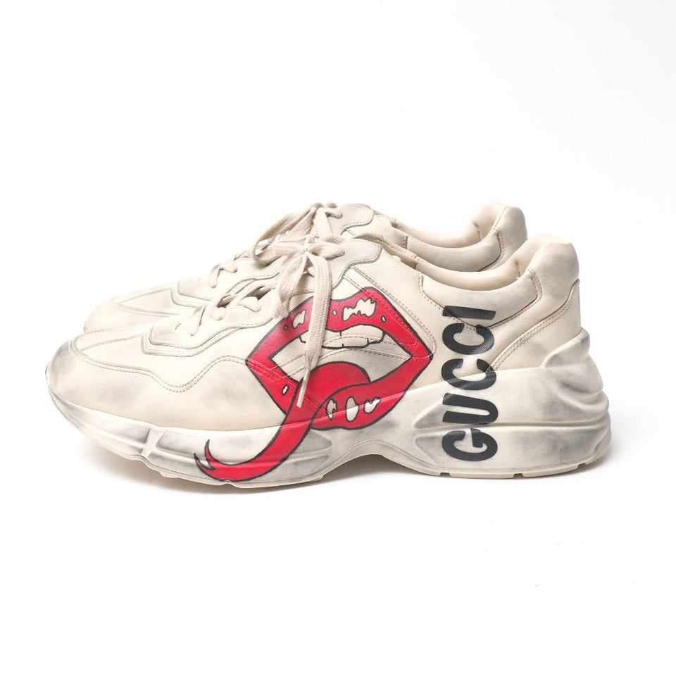 Gucci sneakers 552089 leather Ivory Red Black Rhyton 10