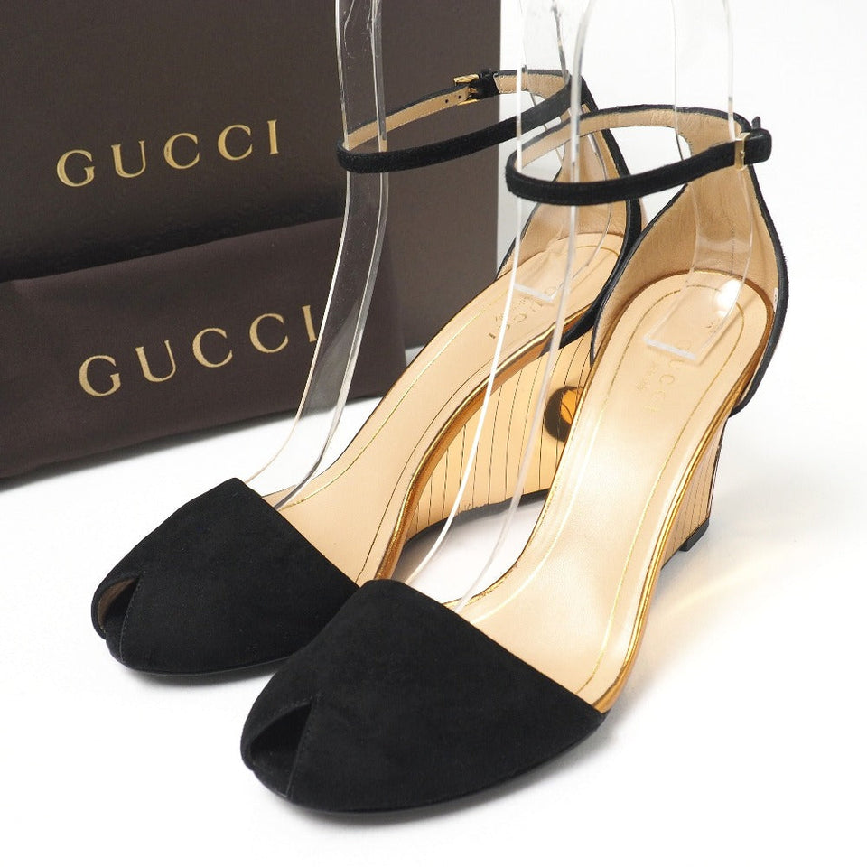 Gucci Sandals Suede Gold black 37