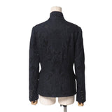 Gucci tailored jacket 70% wool, 26% acetate, 4% acrylic Navy x black 300634 ZX459 40
