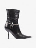 Christian Dior D Star Pointed Heeled Boots 75mm Black / Silver Leather EU 39 UK 6