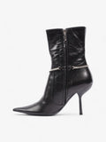 Christian Dior D Star Pointed Heeled Boots 75mm Black / Silver Leather EU 39 UK 6