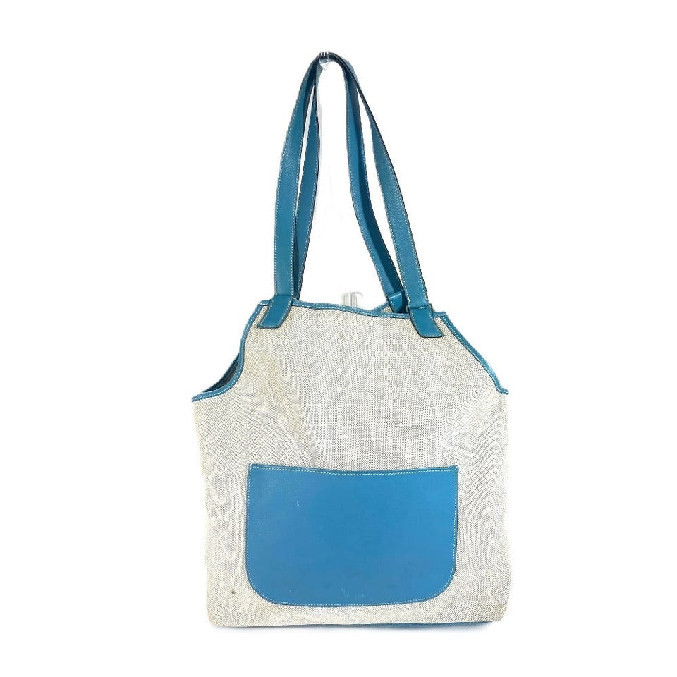 Hermes Shoulder Bag Leather / canvas blue Shoulder bag Tote Bag Giardinier PM