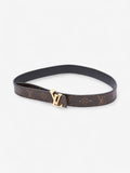 Louis Vuitton LV logo 30MM reversible belt Monogram / Black / Gold Canvas 75cm / 30"