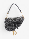 Christian Dior Saddle Bag Black / Grey Cotton