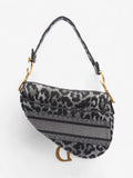Christian Dior Saddle Bag Black / Grey Cotton
