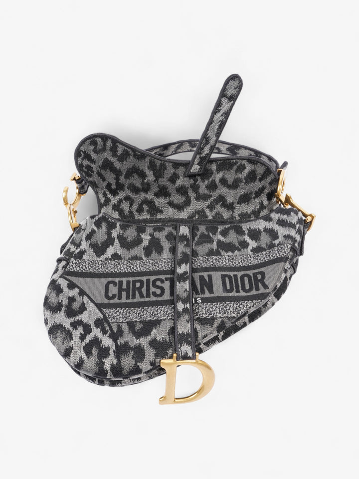 Christian Dior Saddle Bag Black / Grey Cotton