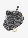 Christian Dior Saddle Bag Black / Grey Cotton