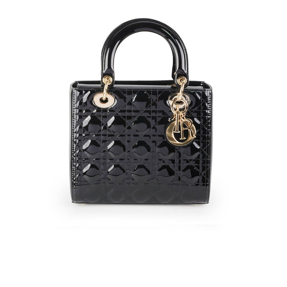 Dior Medium Lady Dior Patent Black