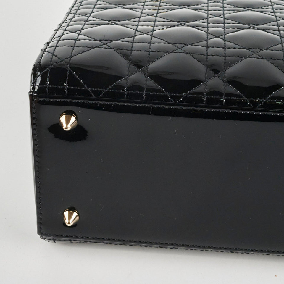 Dior Medium Lady Dior Patent Black