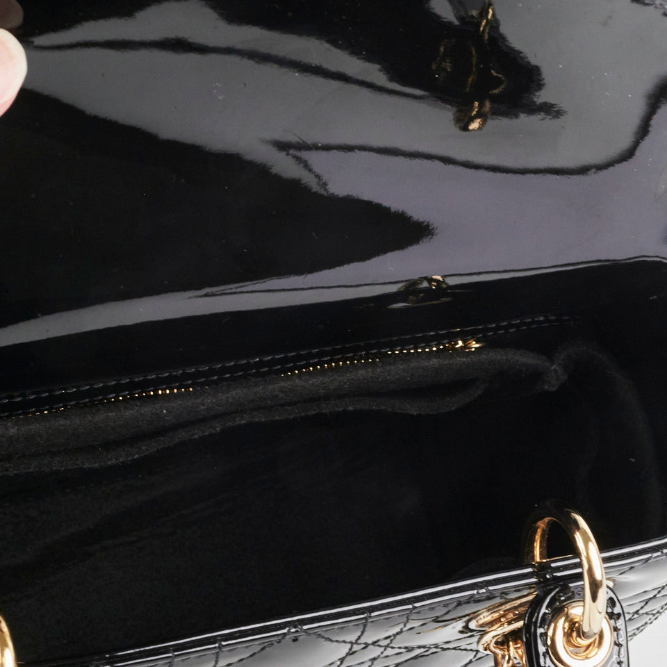 Dior Medium Lady Dior Patent Black