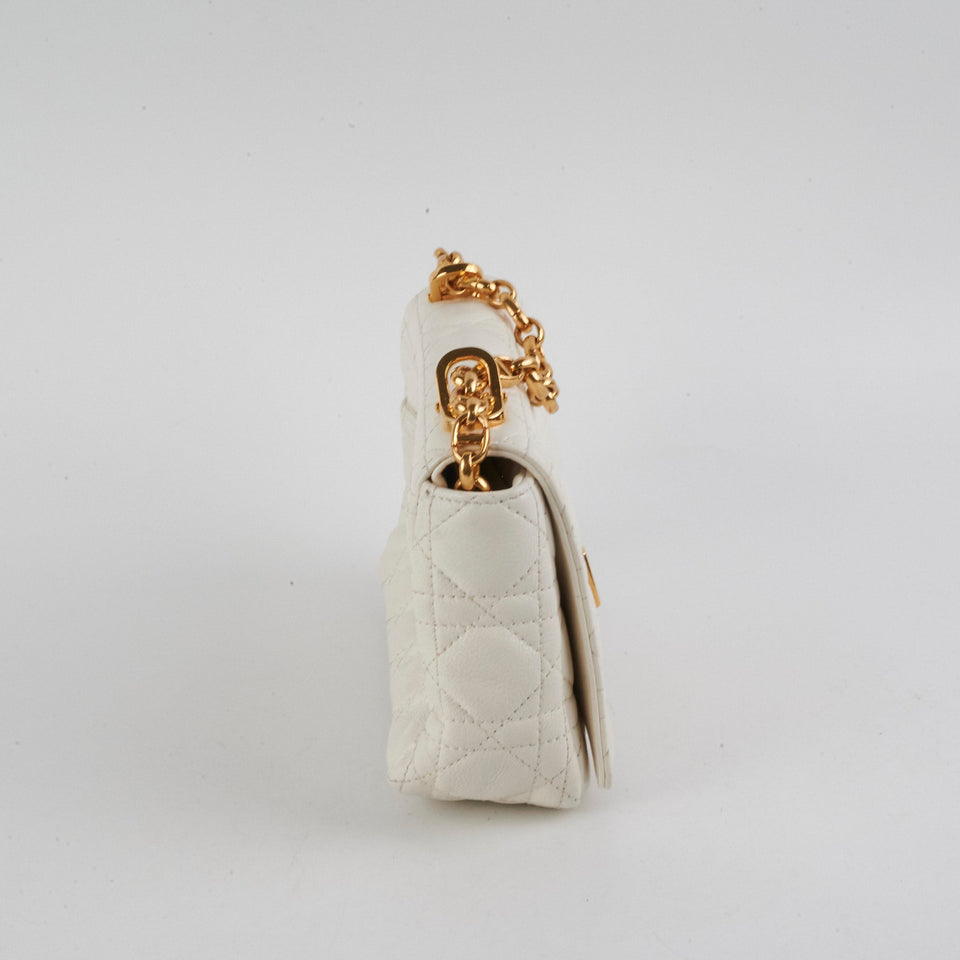 Christian Dior Small Caro Ivory Shoulder Bag