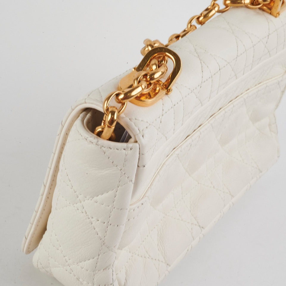 Christian Dior Small Caro Ivory Shoulder Bag