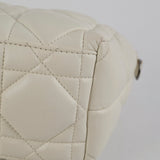 Christian Dior Calskin Macrocannage Medium Travel Nomad Pouch Cream