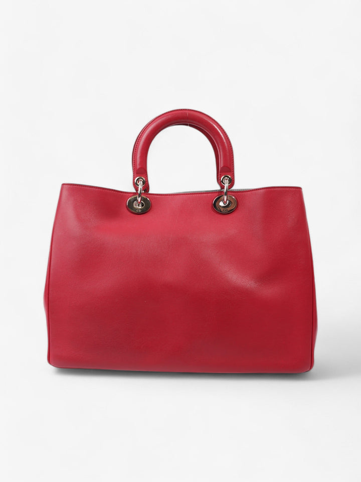 Christian Dior Diorissimo Shopper Tote Red Calfskin Leather Large