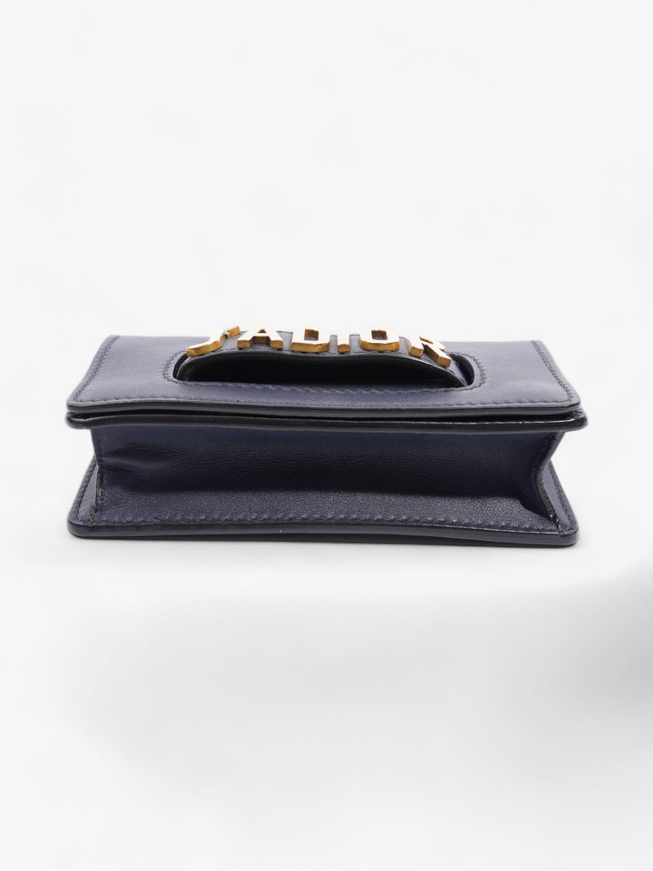 Christian Dior J'ADior Flap Chain Bag Navy Blue Calfskin Leather Mini