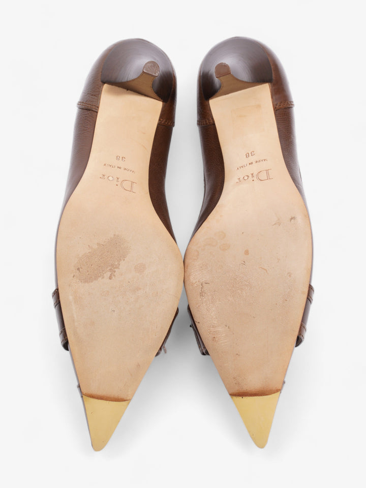 Christian Dior D Buckle Heel 80mm Brown Leather EU 38 UK 5