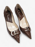 Christian Dior D Buckle Heel 80mm Brown Leather EU 38 UK 5