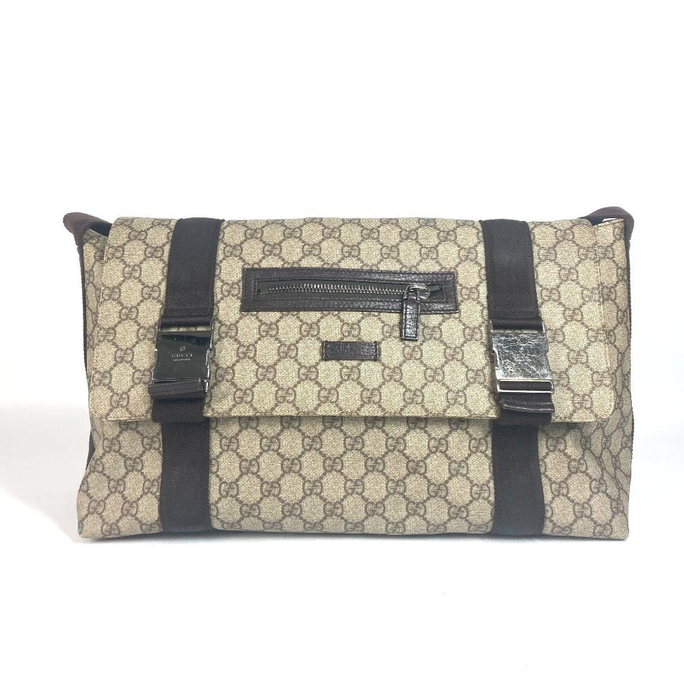 Gucci Shoulder Bag 122374 GG Supreme canvas, leather beige GG Plus Flap