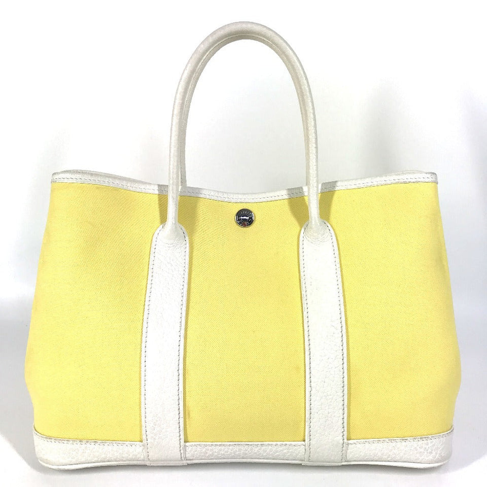 Hermes Handbag Toile H, Leather yellow Garden Party TPM Garden Party TPM