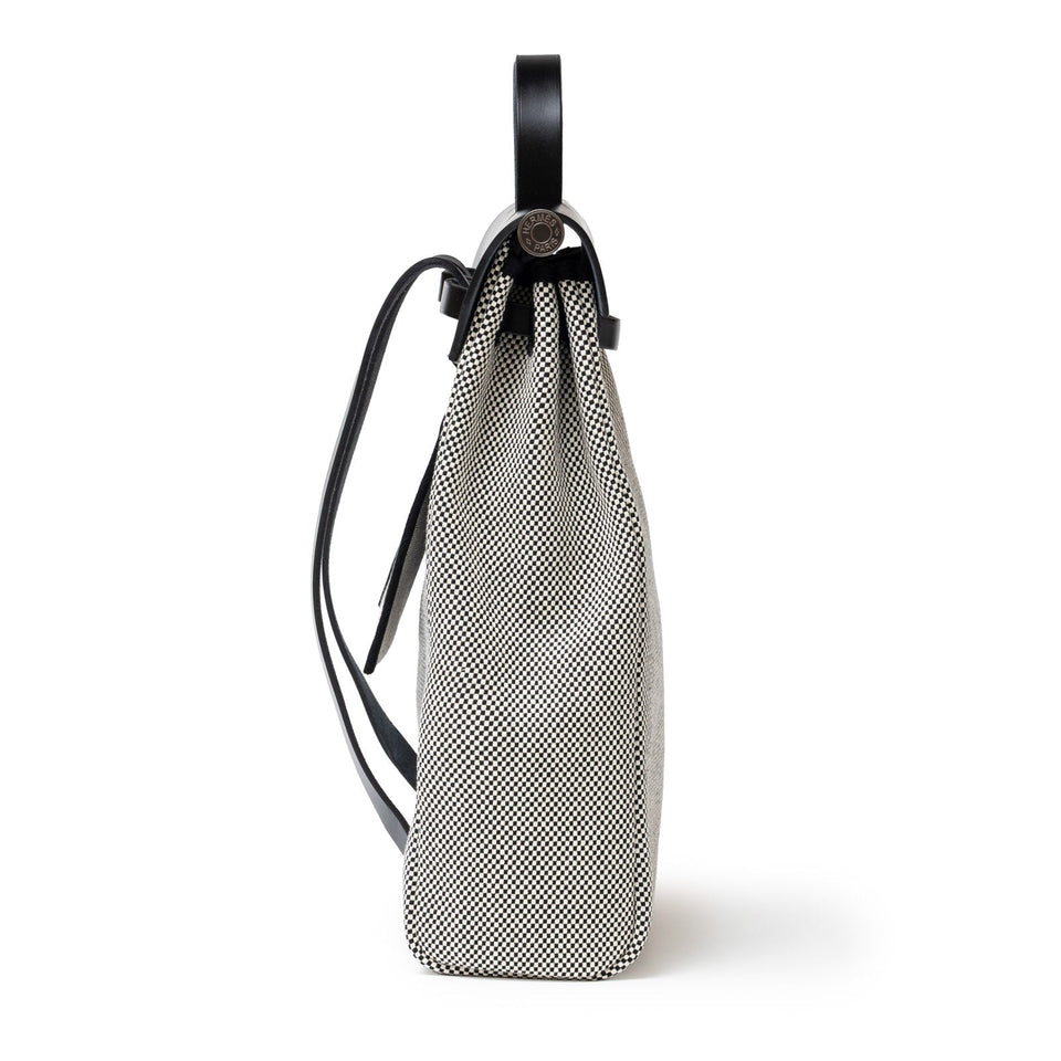 Hermes Herbag a Dos Backpack Ecru/Black Toile Palladium Hardware