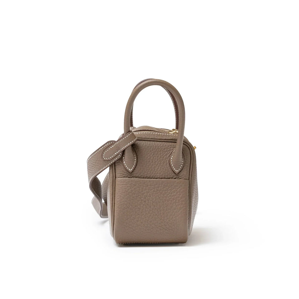 Hermes Mini Lindy I Etoupe Clemence Gold Hardware