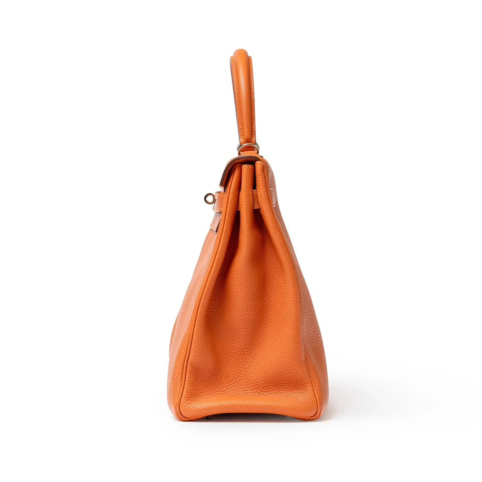 Hermes Kelly 35 Orange Togo Palladium Hardware