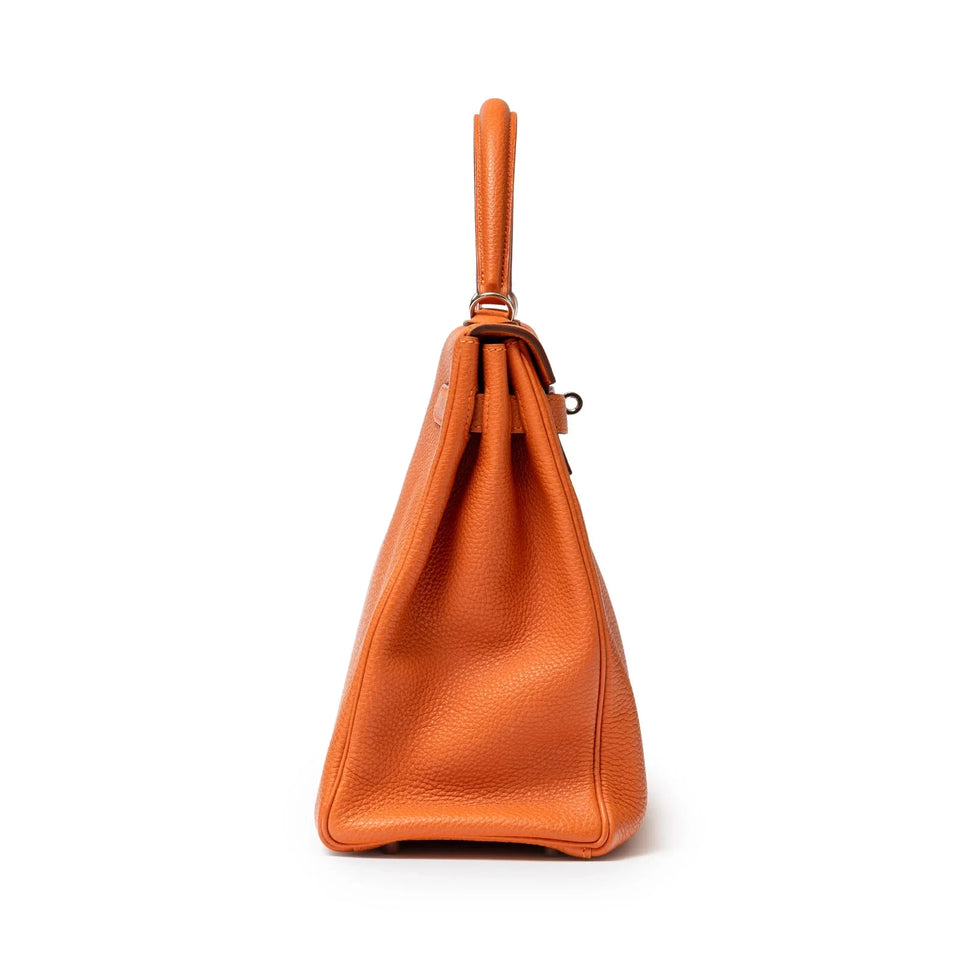 Hermes Kelly 35 Orange Togo Palladium Hardware