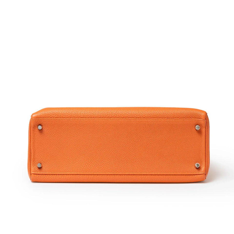Hermes Kelly 35 Orange Togo Palladium Hardware