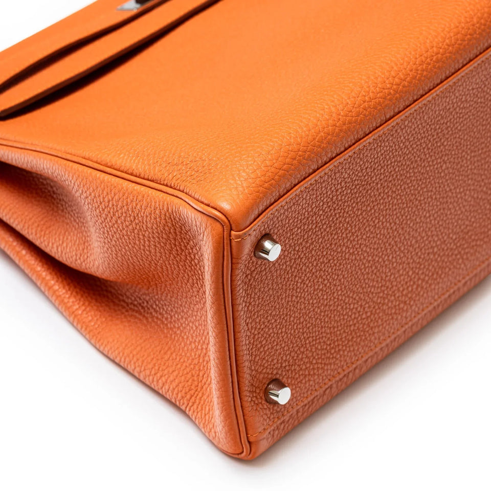Hermes Kelly 35 Orange Togo Palladium Hardware