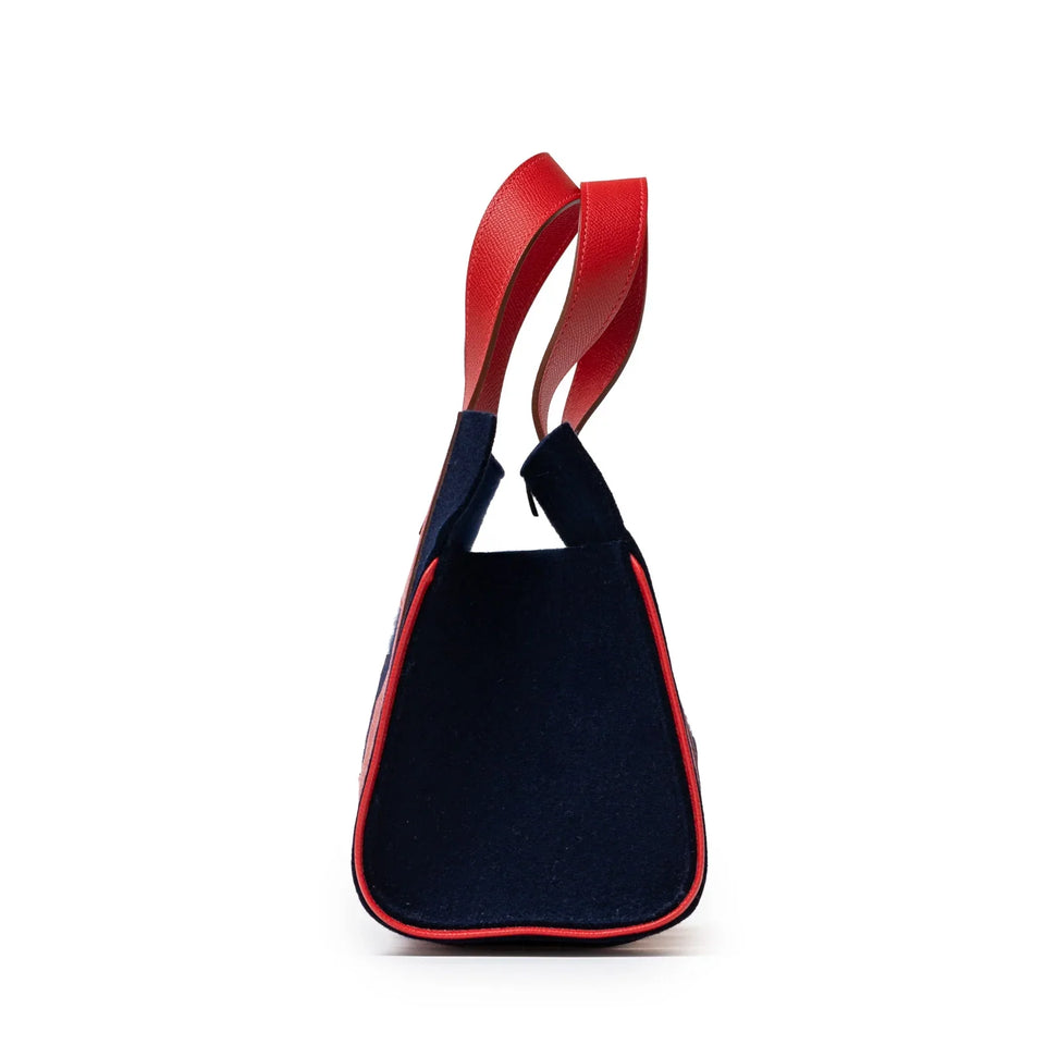 Hermes Petit H Decoupe Basse PM Skeleton Tote Rouge/Navy Epsom/Felt