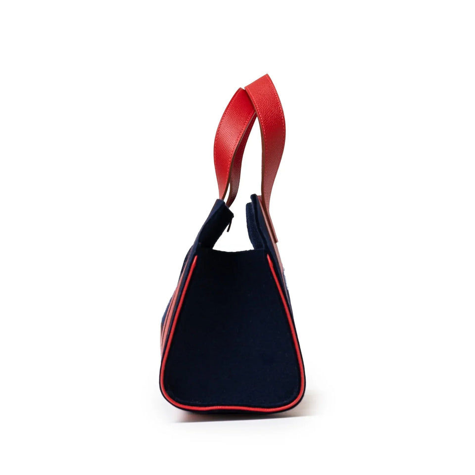 Hermes Petit H Decoupe Basse PM Skeleton Tote Rouge/Navy Epsom/Felt