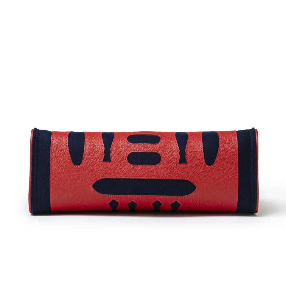 Hermes Petit H Decoupe Basse PM Skeleton Tote Rouge/Navy Epsom/Felt