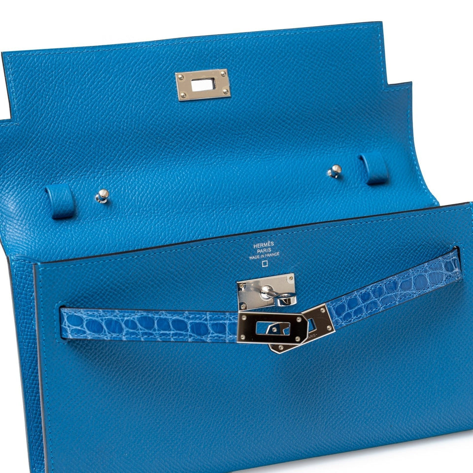 Hermes Kelly To Go Touch Mykonos/Blue Zellige Shiny Alligator/Epsom Palladium Hardware