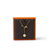 Hermes Ex-Libris Diamond Pendant Necklace Small model Rose Gold Au750