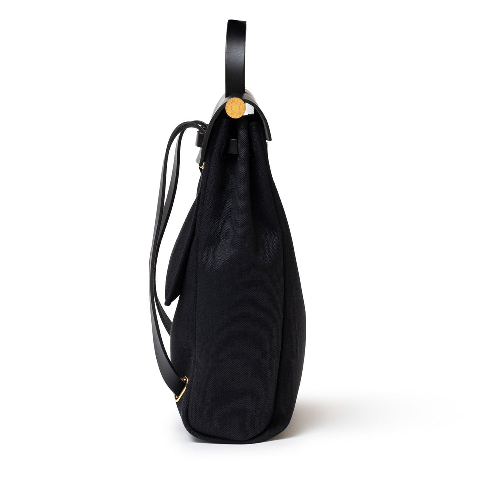 Hermes Herbag Backpack Black Toile Gold Hardware
