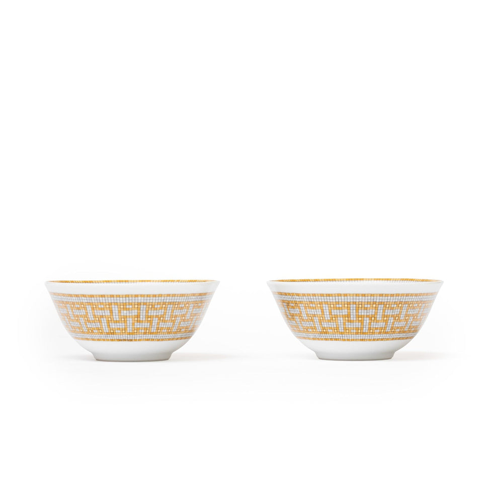 Hermes Mosaique au 24 Gold Rice Bowl Set of Two