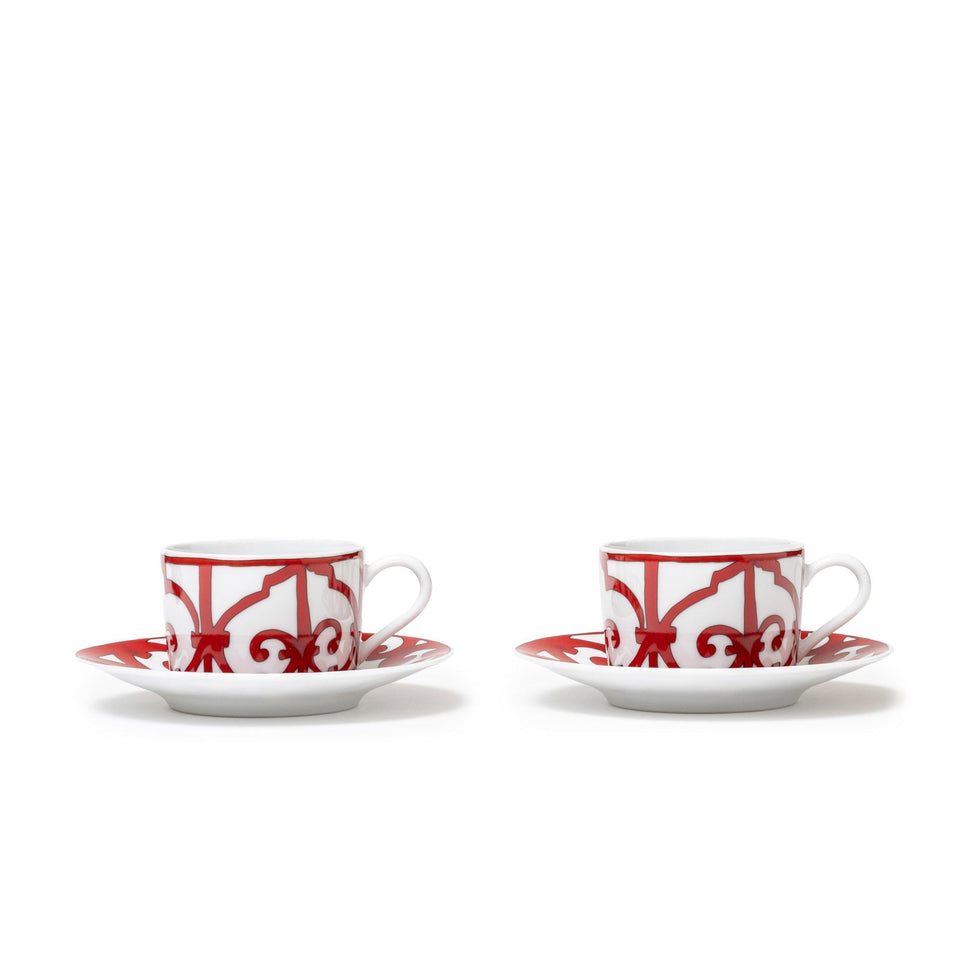 Hermes Balcon du Guadalquivir Tea Cup and Saucer Set of Two