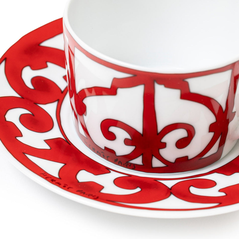 Hermes Balcon du Guadalquivir Tea Cup and Saucer Set of Two