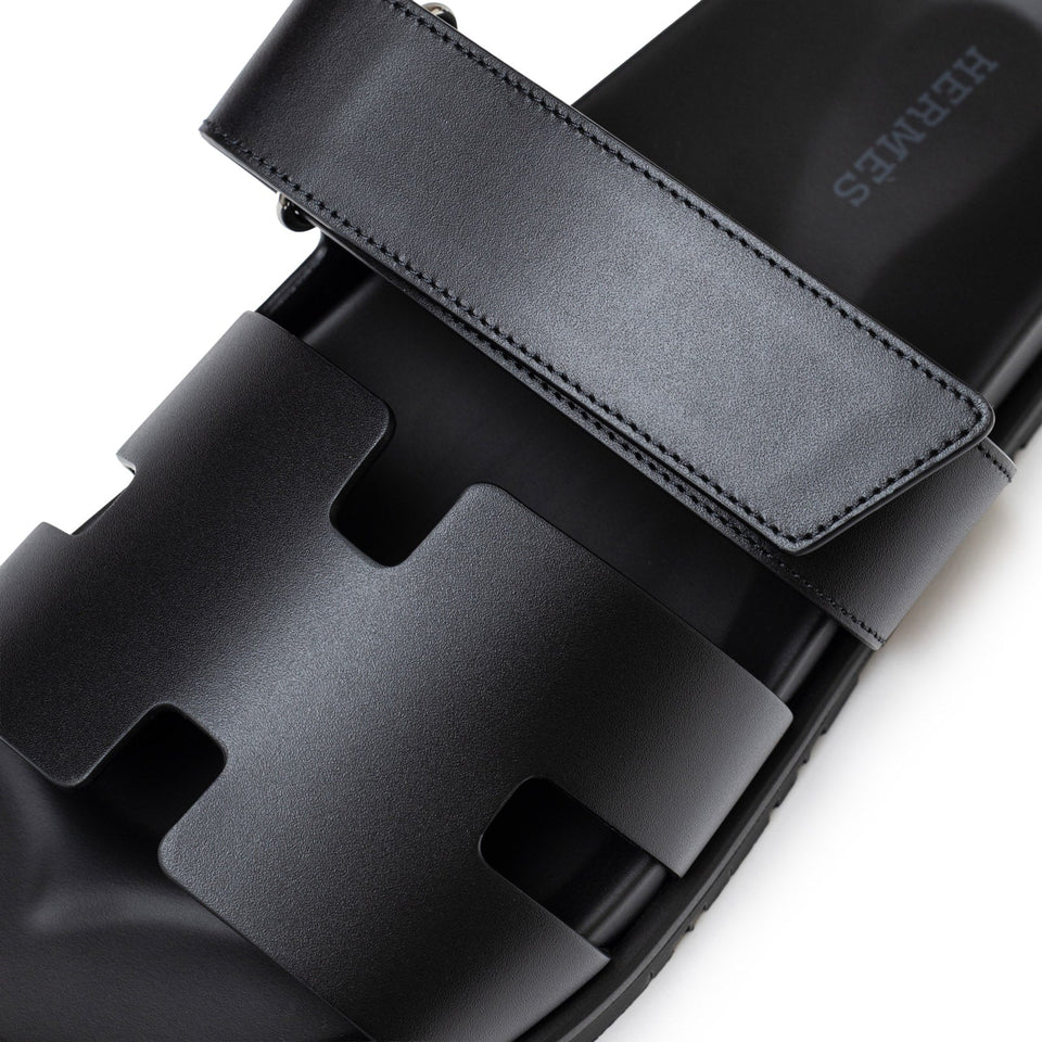 Hermes Chypre Sandal Men's Black Calf 40.5