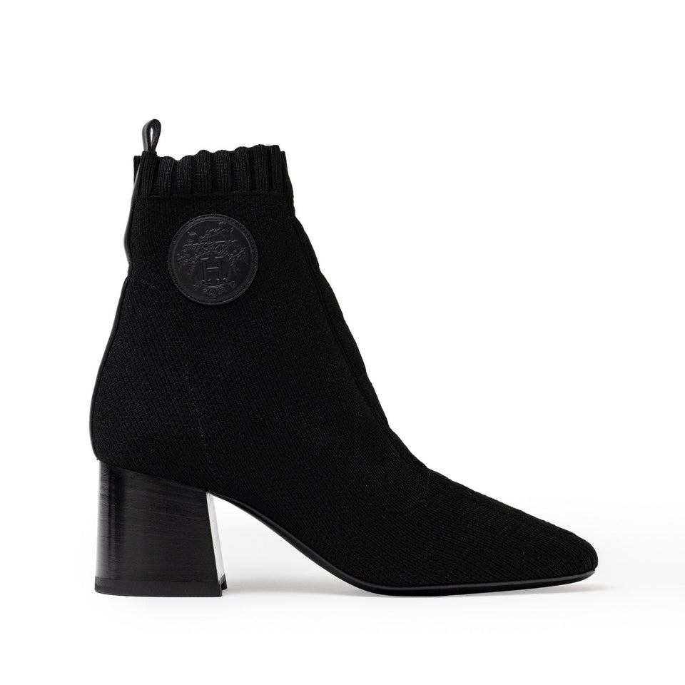 Hermes Volver 60 Ankle Boots Black Knit/Calf 36.5