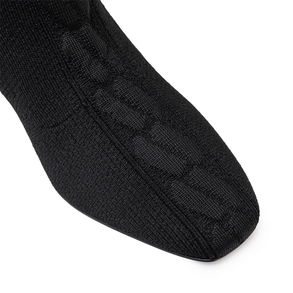 Hermes Volver 60 Ankle Boots Black Knit/Calf 36.5