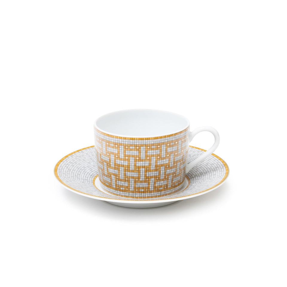 Hermes Mosaique au 24 Gold Tea Cup Set of Two