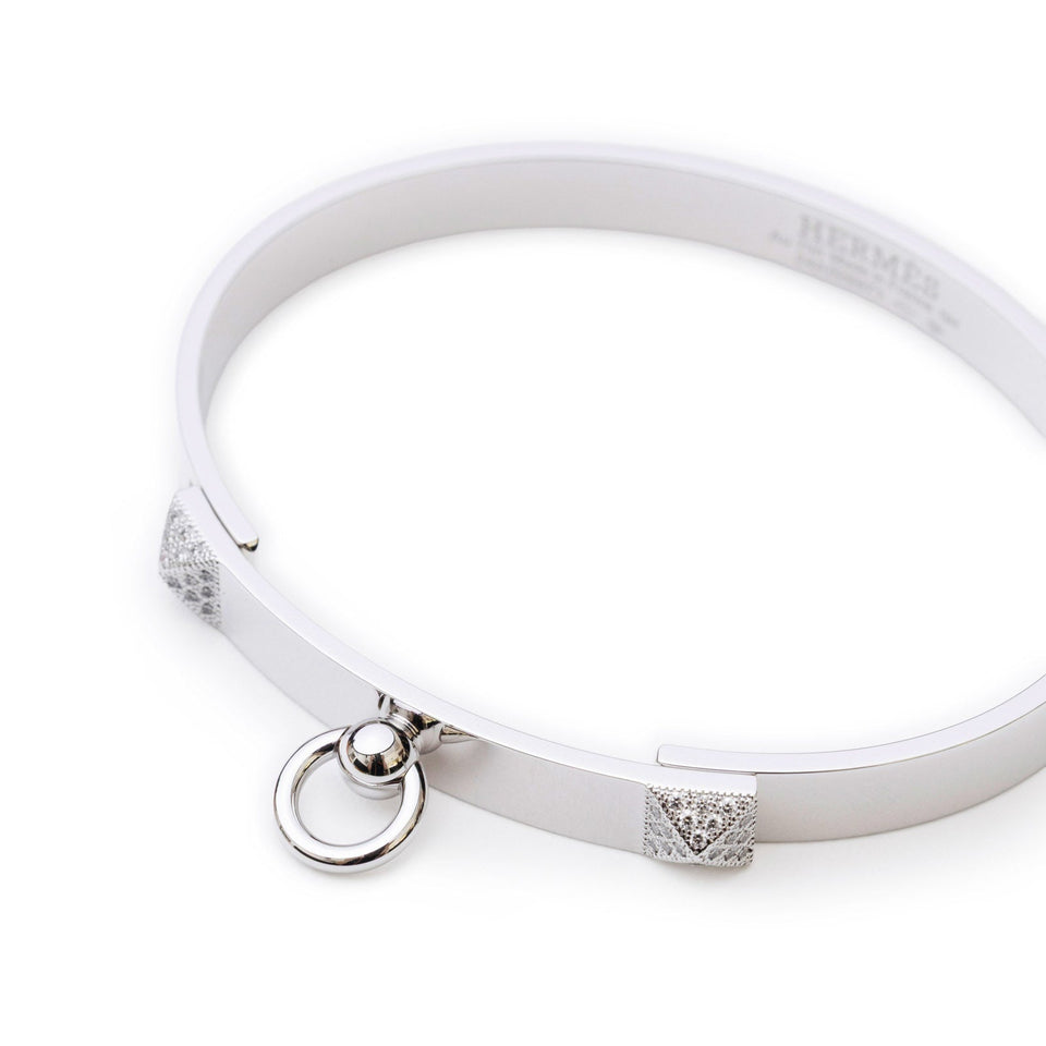 Hermes Collier De Chien Diamond Bracelet Small Model White Gold Au750