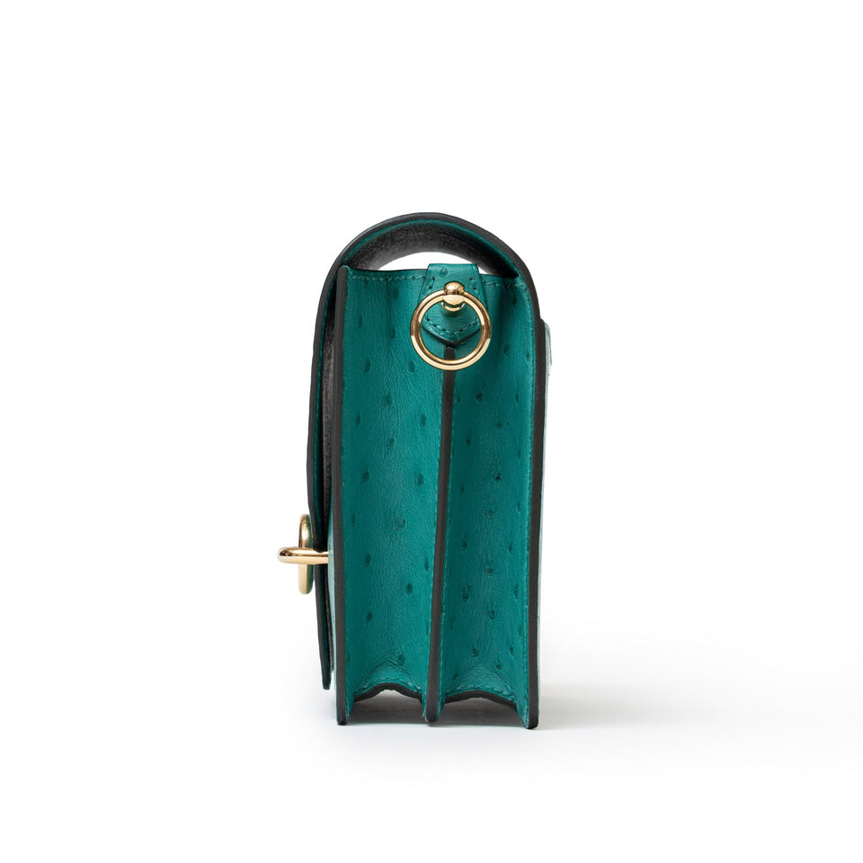 Hermes Mini Roulis Ostrich Vert Verone Permabrass Hardware