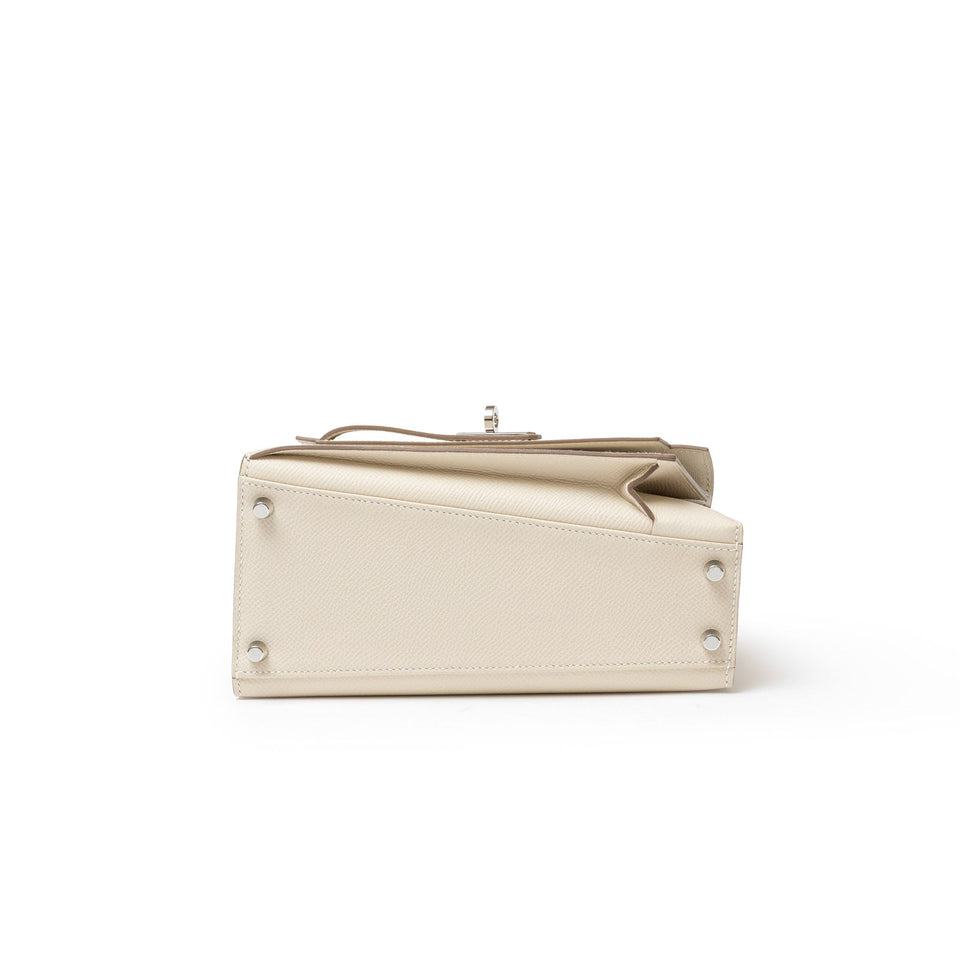 Hermes Kelly Desordre 20 Sellier Craie Epsom Palladium Hardware