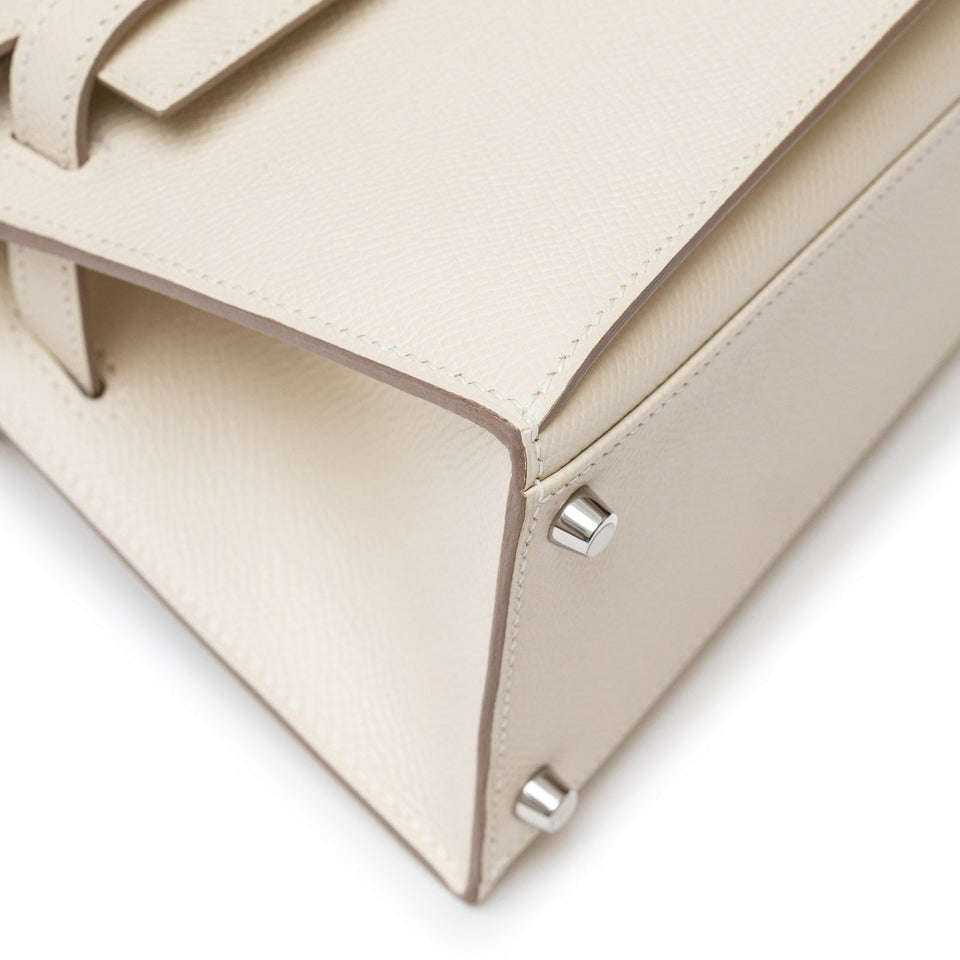 Hermes Kelly Desordre 20 Sellier Craie Epsom Palladium Hardware