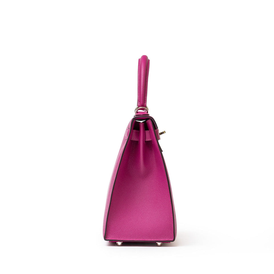 Hermes Kelly 28 Sellier Rose Pourpre Epsom Palladium Hardware